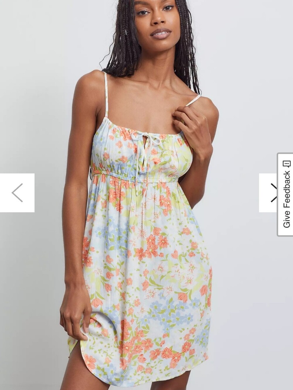 Billabong "Feelin Blue" floral swim Dress Swim Cover Up front tie keyhole Sz M